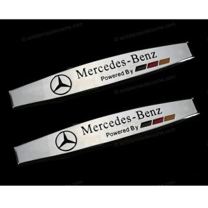 2 x emblemas logos powered by mercedes benz laterales plateados adhesivo metal
