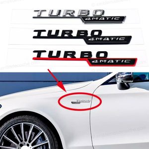 2 x emblemas logos turbo 4matic laterales para mercedes benz adhesivo metal