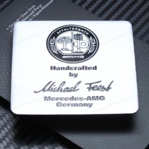 emblema logo amg affalterbach handcrafted by michael fest para mercedes benz adhesivo metal 2