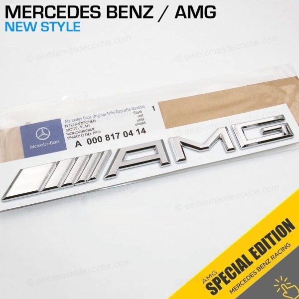 emblema logo amg plata cromado para porton trasero de mercedes benz adhesivo
