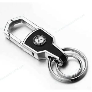 llavero mercedes benz de piel negro y plateado
