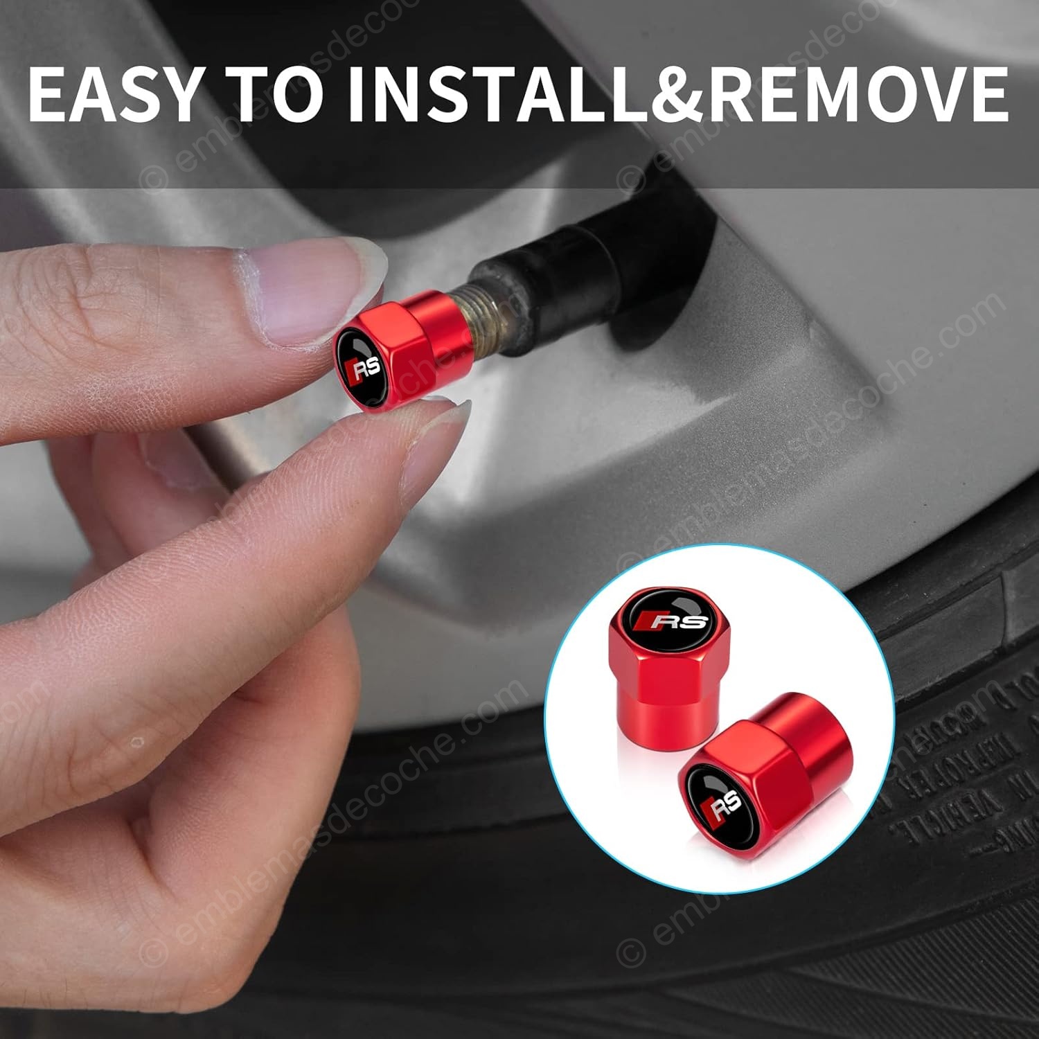 TAPONES RS AUDI ROJOS PARA VÁLVULAS DE NEUMÁTICOS RUEDAS LLANTAS 2 lote-de-4-tapones-rs-audi-rojos-para-valvulas-de-neumaticos-ruedas-llantas-2