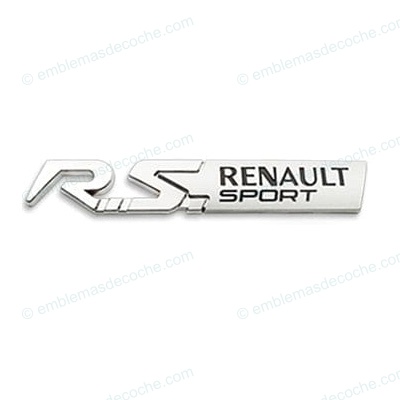 EMBLEMA LOGO RS SPORT RENAULT PORTÓN TRASERO ADHESIVO METAL 2 rs renault sport plata