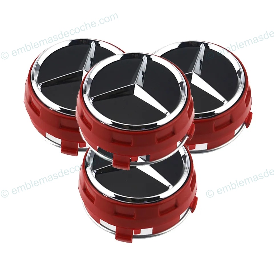 TAPABUJES CENTROS DE RUEDA LLANTA AMG ROJOS PARA MERCEDES BENZ 75MM 1 tapabujes centros de rueda llanta amg rojos para mercedes benz 75mm