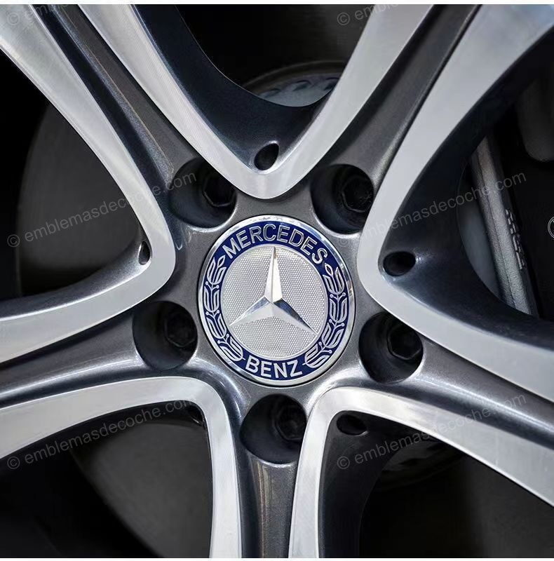 TAPABUJES CENTROS DE RUEDA LLANTA CLĂSICOS AZULES PARA MERCEDES BENZ 75MM 2 tapabujes centros de rueda llanta clasicos azules para mercedes benz 75mm 2