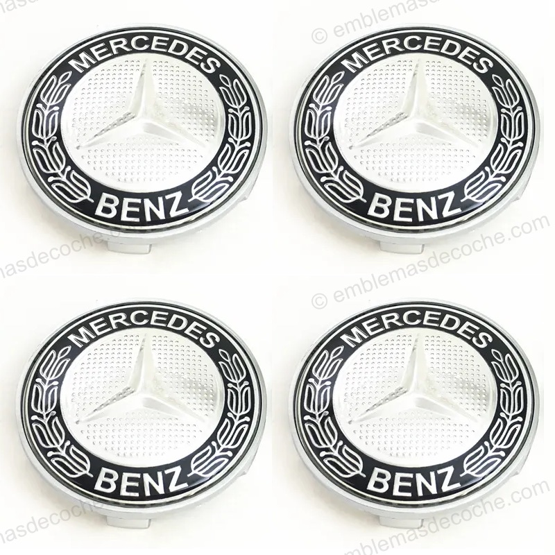 TAPABUJES CENTROS DE RUEDA LLANTA CLĂSICOS NEGROS PARA MERCEDES BENZ 68MM 1 tapabujes centros de rueda llanta clasicos negros para mercedes benz 68mm