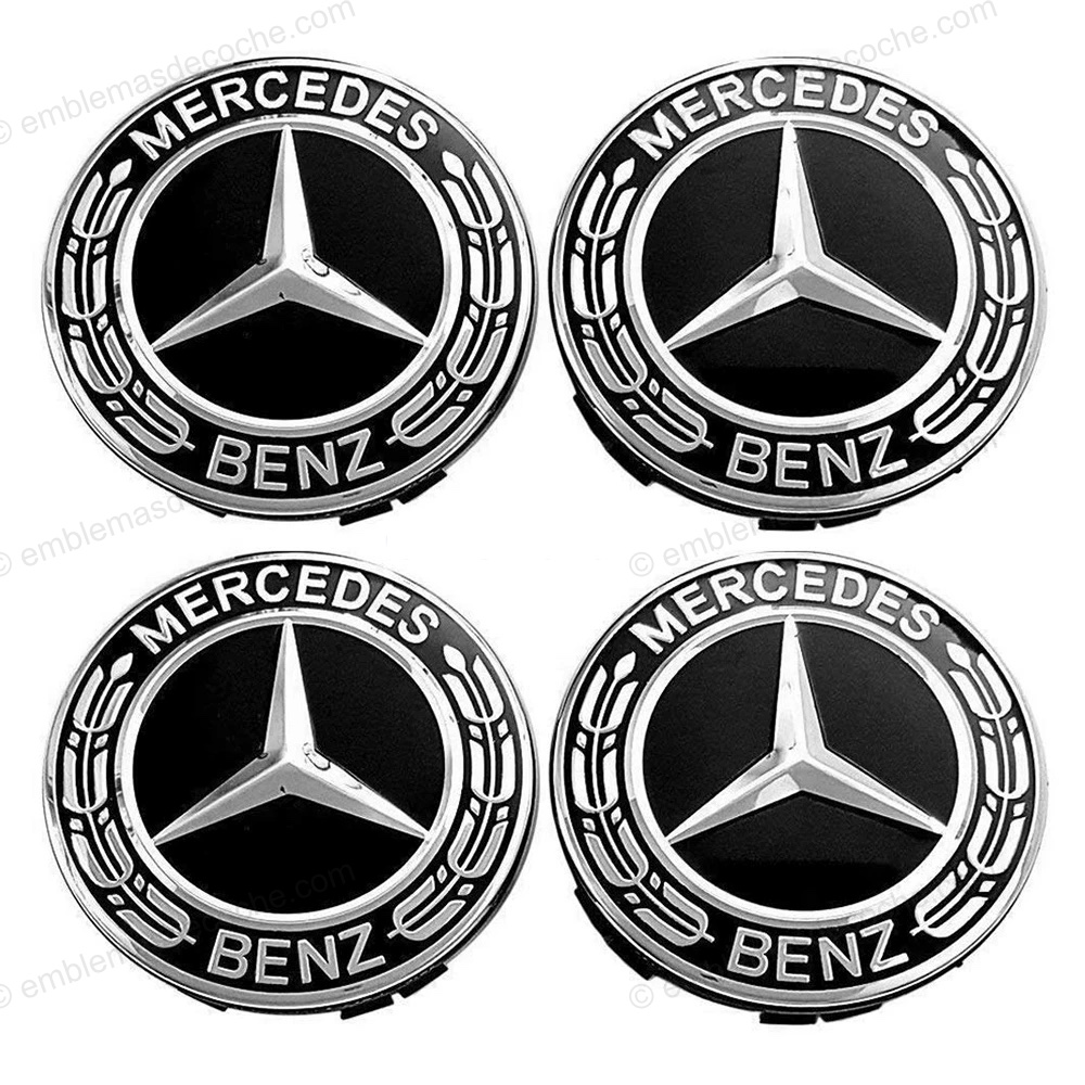 TAPABUJES CENTROS DE RUEDA LLANTA CLĂSICOS NEGROS PARA MERCEDES BENZ 75MM 1 tapabujes centros de rueda llanta clasicos negros para mercedes benz 75mm