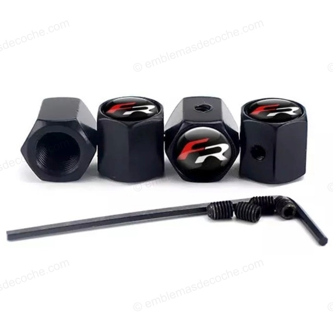 TAPONES FR PARA SEAT ANTIRROBO NEGROS PARA VÁLVULAS DE NEUMÁTICOS RUEDAS LLANTAS 1 tapones fr para seat antirrobo negros para valvulas de neumaticos ruedas llantas